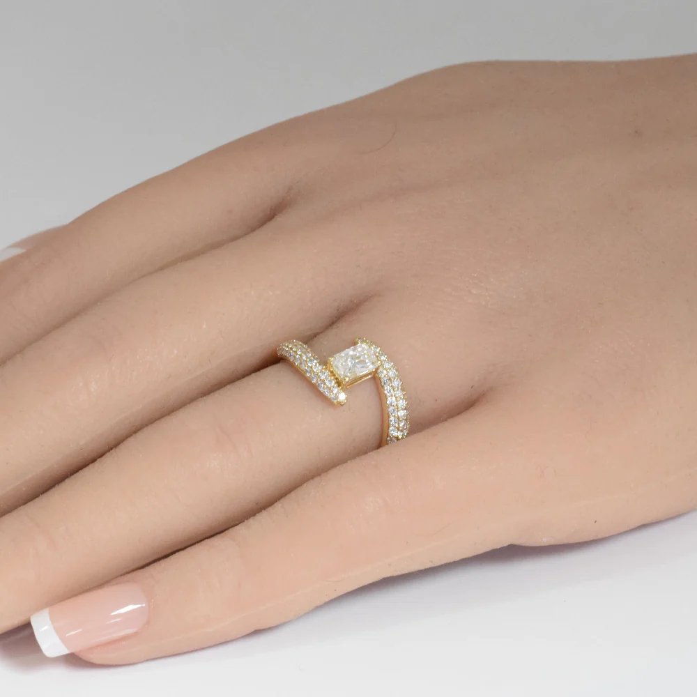 <span style="color:purple">SPECIAL!</span>1.01ct G SI 14K Yellow Gold Modern Emerald Cut Diamond Engagement Solitaire Ring Size 6.5 - Image 2