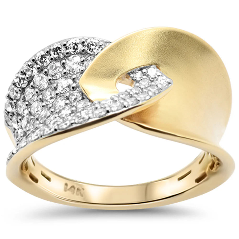 <span style="color:purple">SPECIAL!</span> .96ct G SI 14K Yellow Gold Modern Brushed Finish Diamond Ring Band Size 6.5