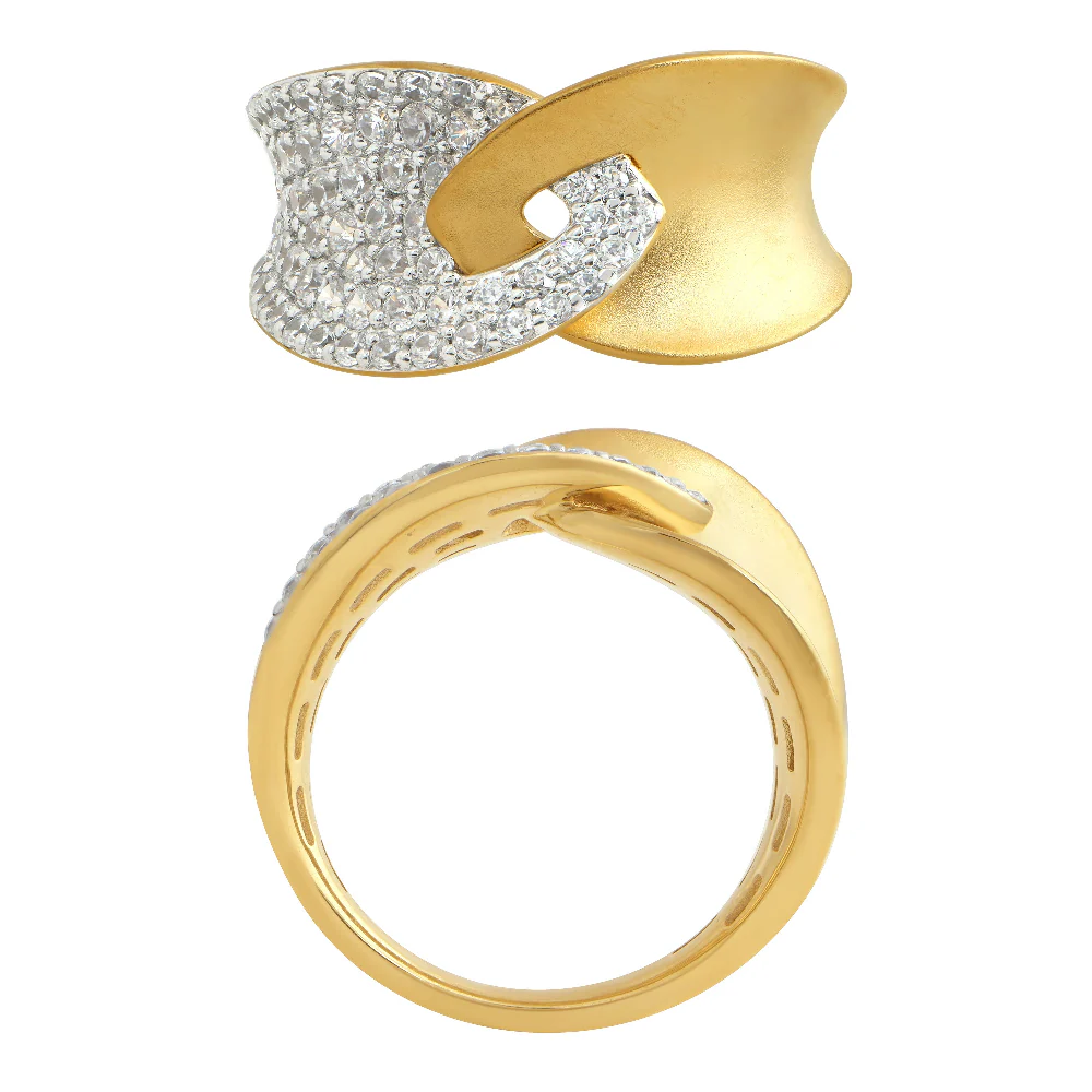 <span style="color:purple">SPECIAL!</span> .96ct G SI 14K Yellow Gold Modern Brushed Finish Diamond Ring Band Size 6.5 - Image 2