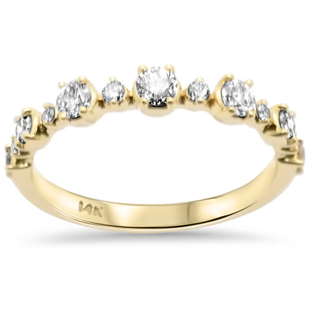 <span style="color:purple">SPECIAL!</span>.48ct G SI 14K Yellow Gold Round Diamond Ring Band Size 6.5