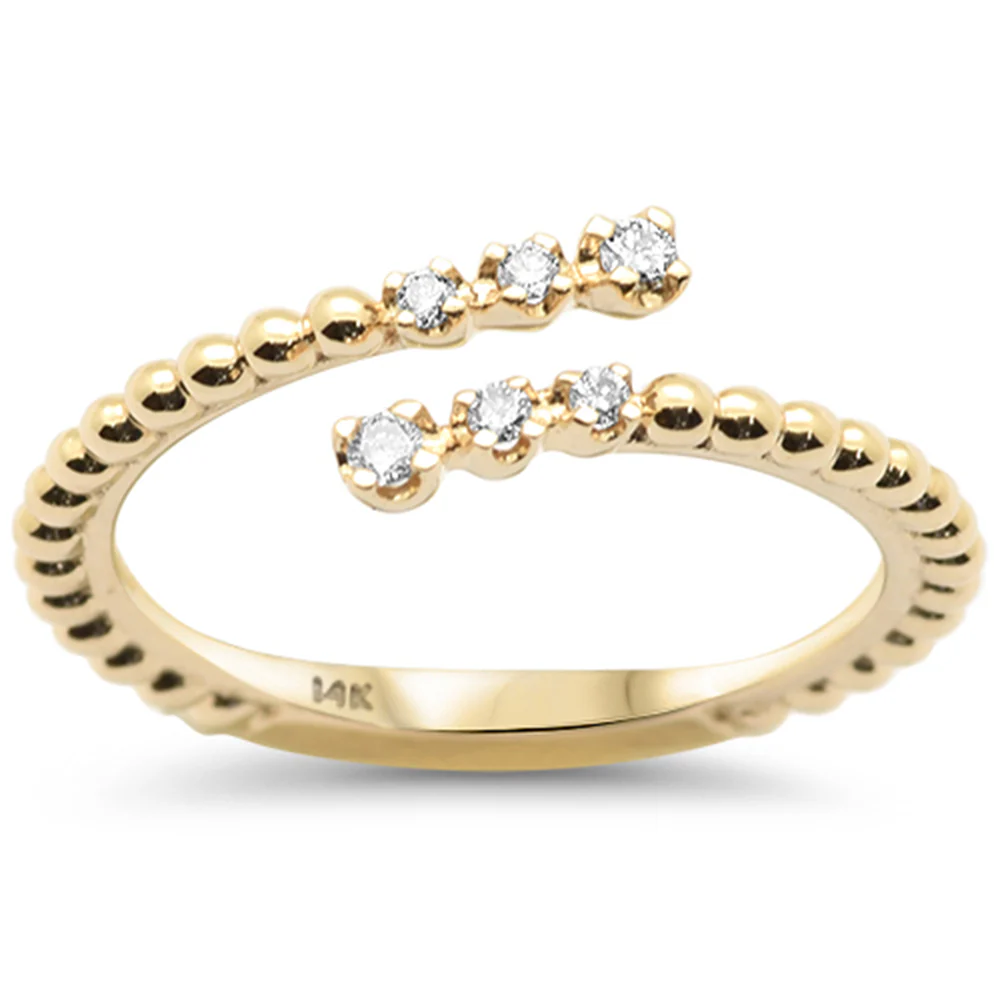 <span style="color:purple">SPECIAL!</span> .09ct G SI 14K Yellow Gold Diamond Wrap around Ring Band Size 6.5