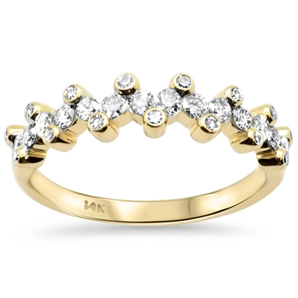 <span style="color:purple">SPECIAL!</span>.47ct G SI 14K Yellow Gold Multiple Round Shape Diamond Ring Band Size 6.5