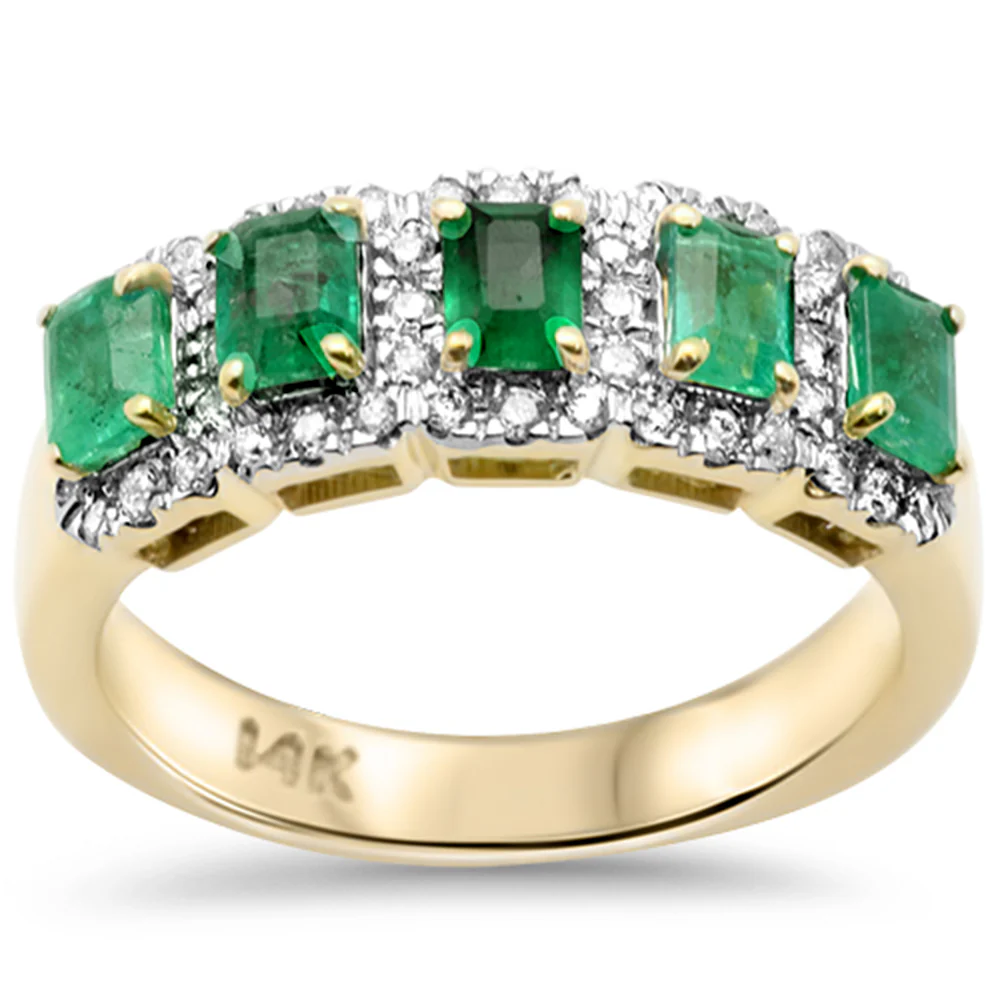 <span style="color:purple">SPECIAL!</span>1.42ct G SI 14K Yellow Gold Diamond & Emerald Gemstone Ring Size 6.5