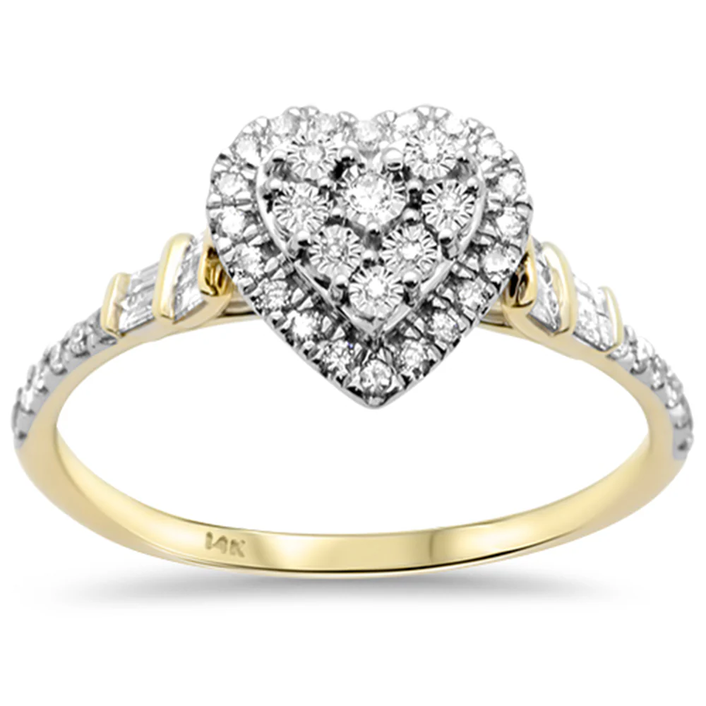<span style="color:purple">SPECIAL!</span> .28ct G SI 14K Yellow Gold Diamond Heart Shape Engagement Ring Size 6.5