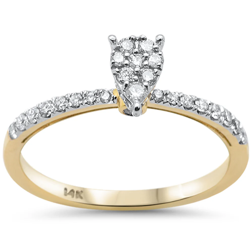 <span style="color:purple">SPECIAL!</span>.36ct G SI 14K Yellow Gold Pear Shaped Diamond Engagement Ring Size 6.5
