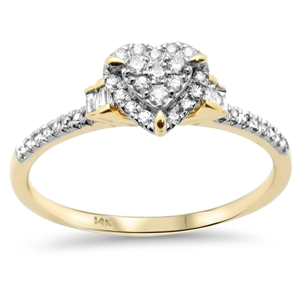 <span style="color:purple">SPECIAL!</span>.22ct G SI 14K Yellow Gold Diamond Heart Shape Engagement Promise Ring Size 6.5
