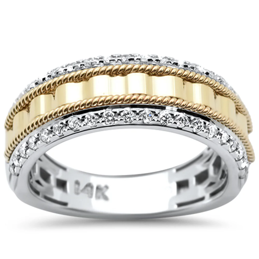 <span style="color:purple">SPECIAL!</span> .55ct G SI 14K Two Tone White & Yellow Gold Diamond Band Ring Size 10