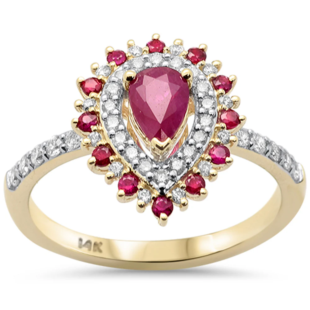 <span style="color:purple">SPECIAL!</span>1.00ct G SI 14K Yellow Gold Diamond & Ruby Gemstone Ring Size 6.5