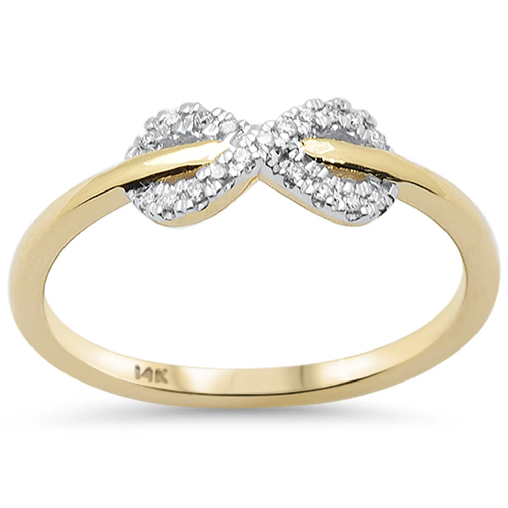 .07ct G SI 14K Yellow Gold Diamond Infinity Style Ring Size 6.5