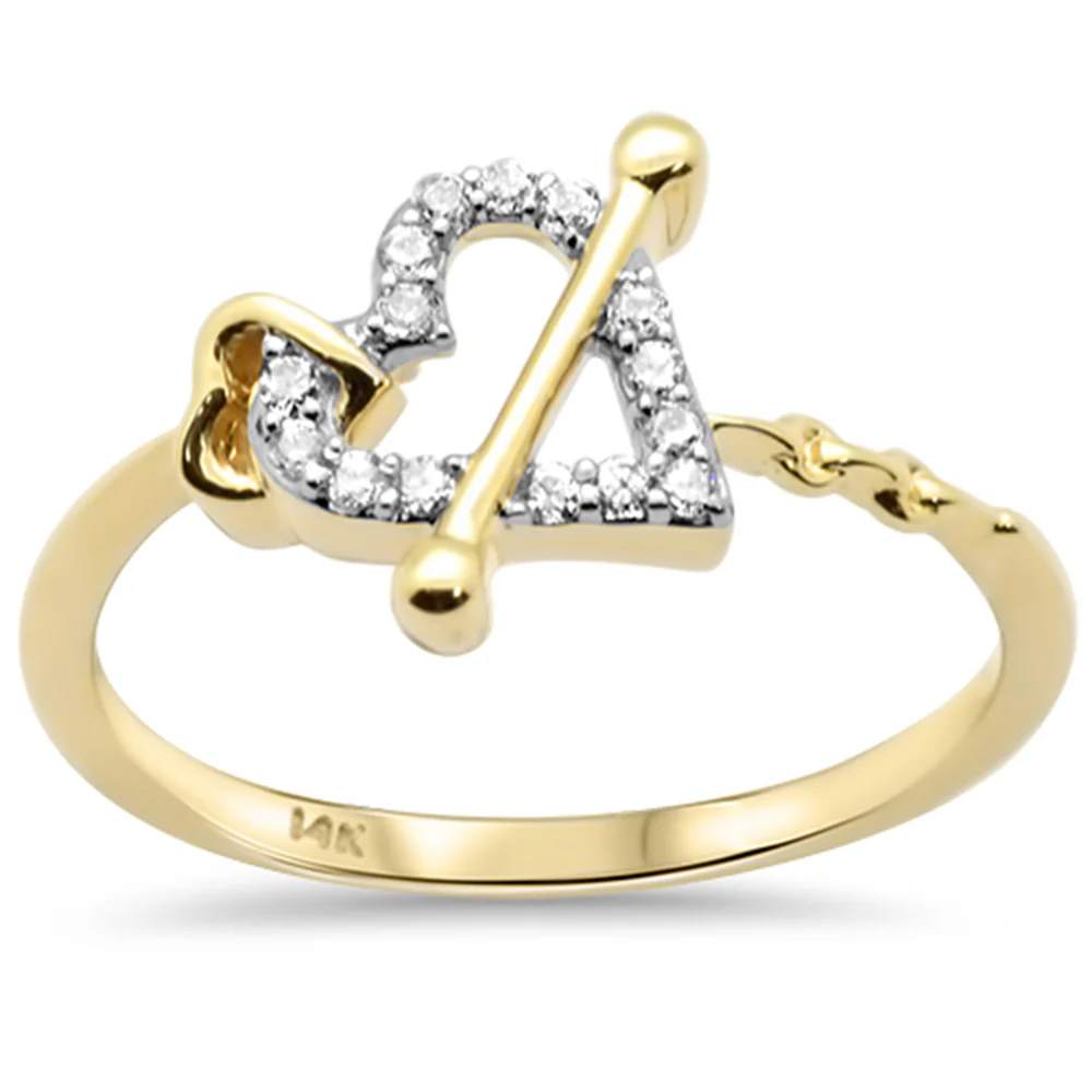 .10ct G SI 14K Yellow Gold Diamond Interlocking Hearts Ring Size 6.5