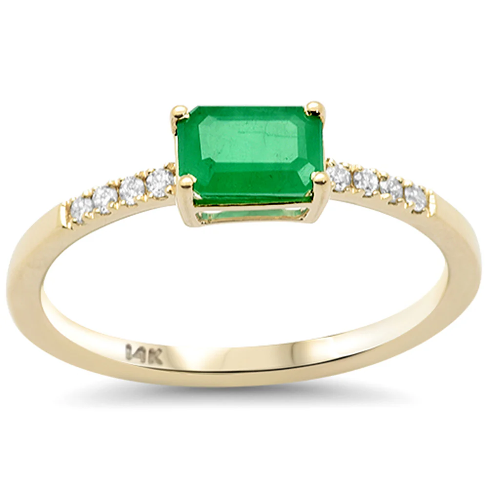 <span style="color:purple">SPECIAL!</span> .65ct G SI 14K Yellow Gold Diamond & Emerald Gemstone Ring Size 6.5