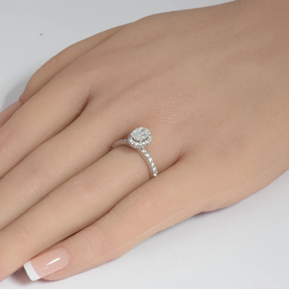 <span style="color:purple">SPECIAL!</span>1.08ct G SI 14K White Gold Oval Diamond Halo Engagement Ring Size 6.5 - Image 2