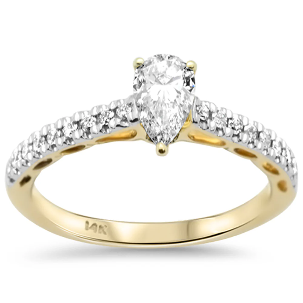 <span style="color:purple">SPECIAL!</span>.71ct G SI 14K Yellow Gold Pear Shape Diamond Engagement Ring Size 6.5