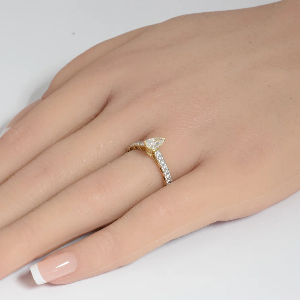 <span style="color:purple">SPECIAL!</span>.71ct G SI 14K Yellow Gold Pear Shape Diamond Engagement Ring Size 6.5 - Image 2