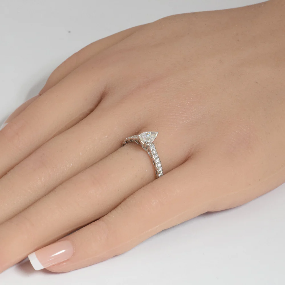 <span style="color:purple">SPECIAL!</span>.71ct G SI 14K White Gold Pear Shape Diamond Engagement Ring Size 6.5 - Image 2