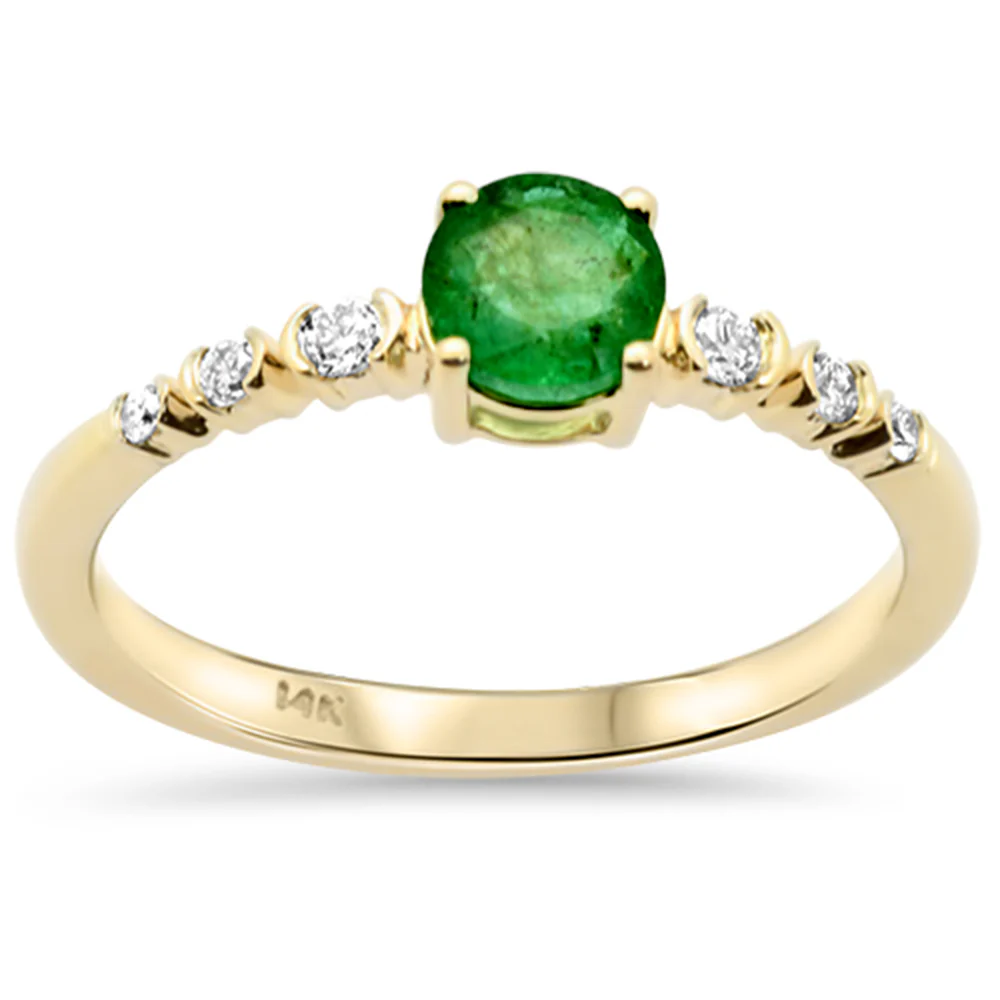 <span style="color:purple">SPECIAL!</span> .60ct G SI 14K Yellow Gold Diamond & Emerald Gemstone Ring Size 6.5