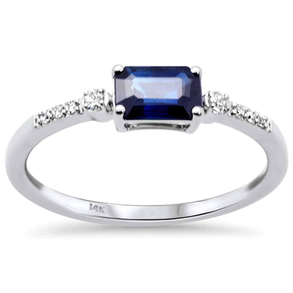 <span style="color:purple">SPECIAL!</span> .78ct G SI 14K White Gold Diamond & Blue Sapphire Gemstone Ring Size 6.5