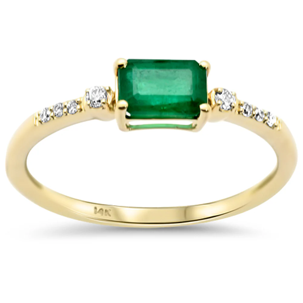 <span style="color:purple">SPECIAL!</span> .61ct G SI 14K Yellow Gold Diamond & Emerald Gemstone Ring Size 6.5