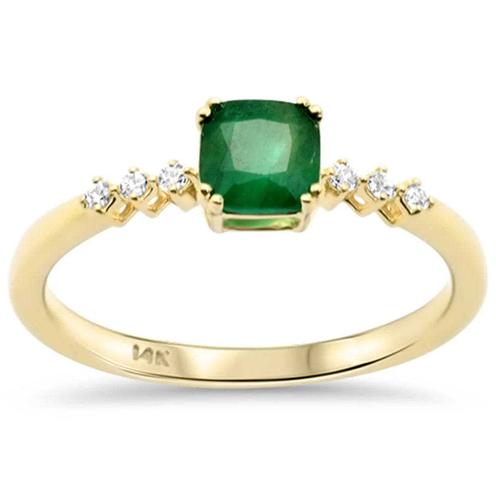 <span style="color:purple">SPECIAL!</span> .50ct G SI 14K Yellow Gold Diamond & Emerald Gemstone Ring Size 6.5