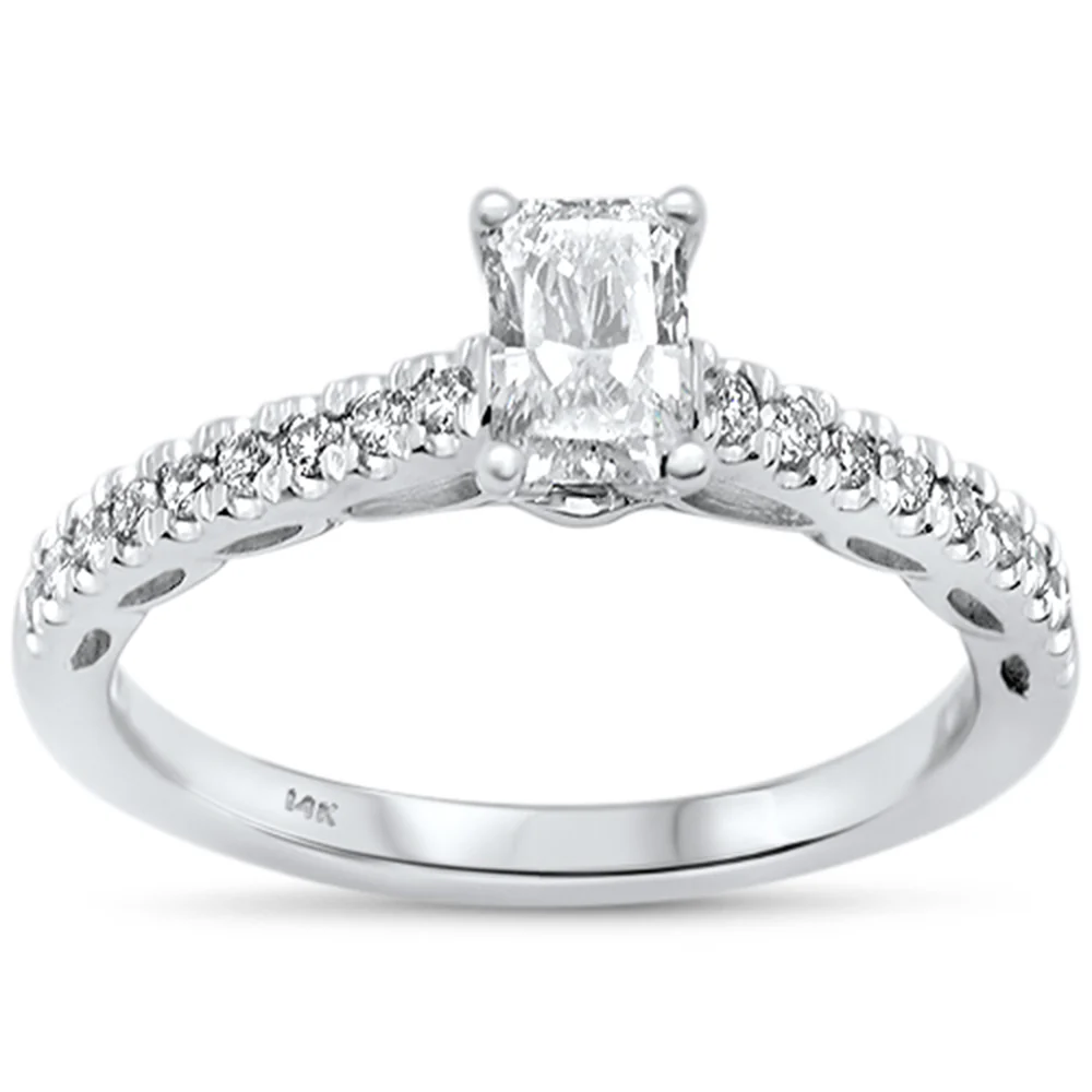 <span style="color:purple">SPECIAL!</span>.71ct G SI 14K White Gold Diamond Radiant Cut Engagement Ring Size 6.5