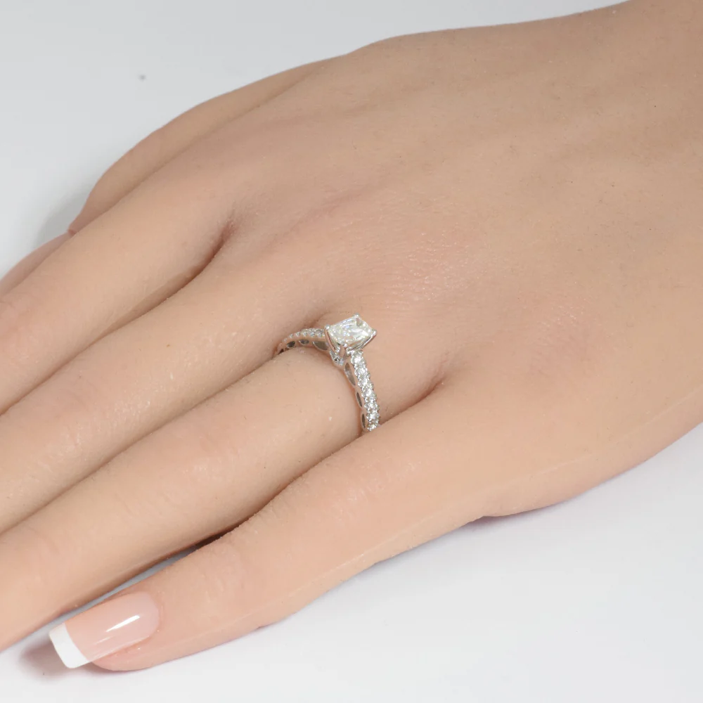 <span style="color:purple">SPECIAL!</span>.71ct G SI 14K White Gold Diamond Radiant Cut Engagement Ring Size 6.5 - Image 2