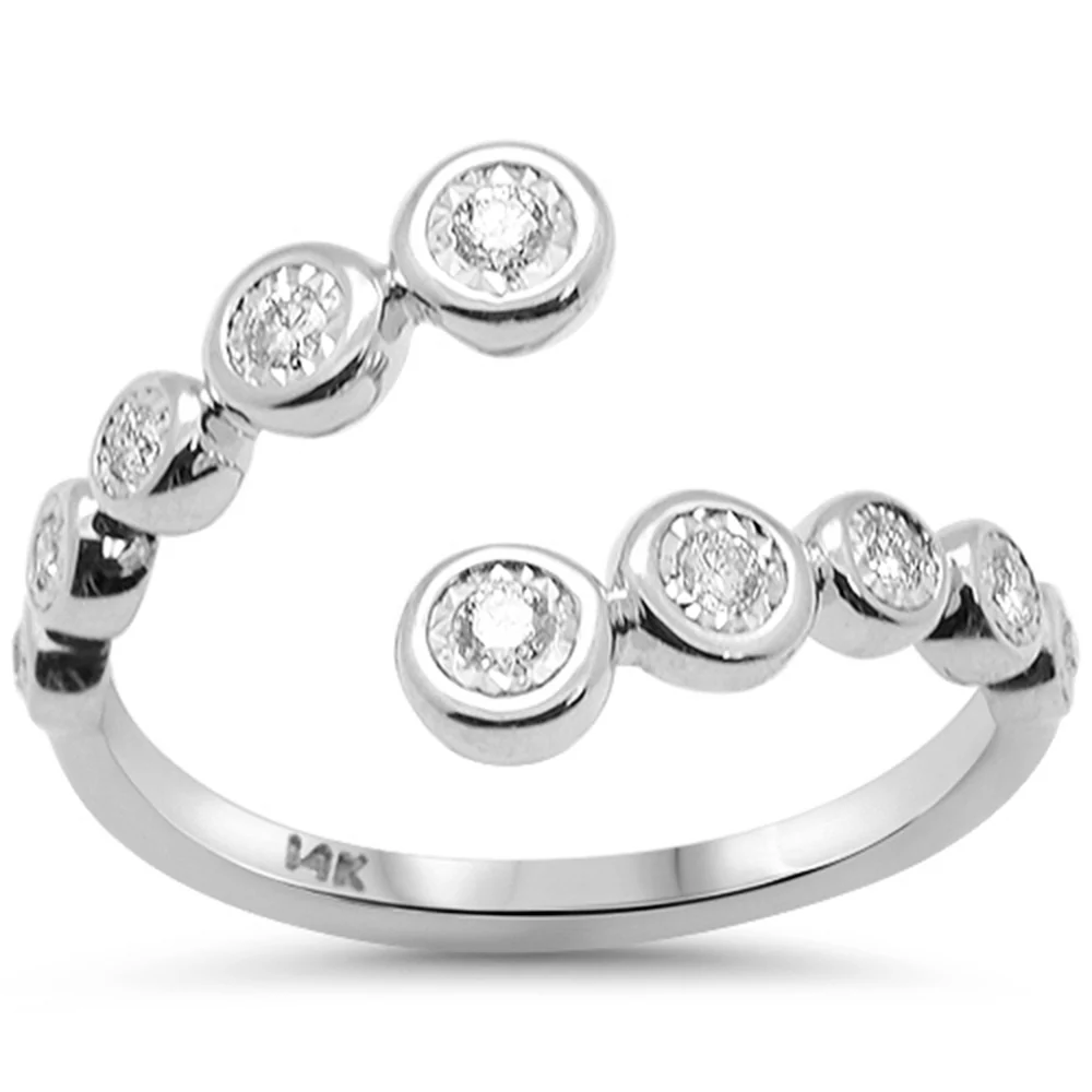 <span style="color:purple">SPECIAL!</span>.20ct G SI 14K White Gold Diamond Open Ring Band Size 6.5