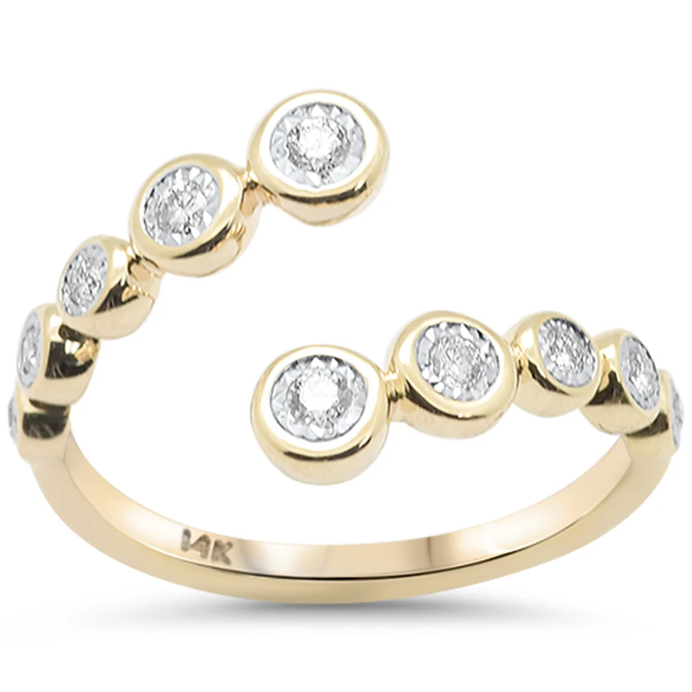 <span style="color:purple">SPECIAL!</span>.18ct G SI 14K Yellow Gold Diamond Open Ring Band Size 6.5