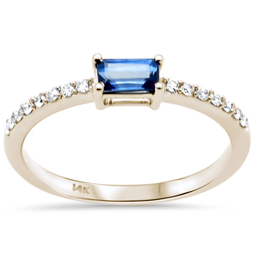 <span style="color:purple">SPECIAL!</span> .40ct G SI 14K Yellow Gold Diamond & Blue Sapphire Gemstone Ring Size 6.5