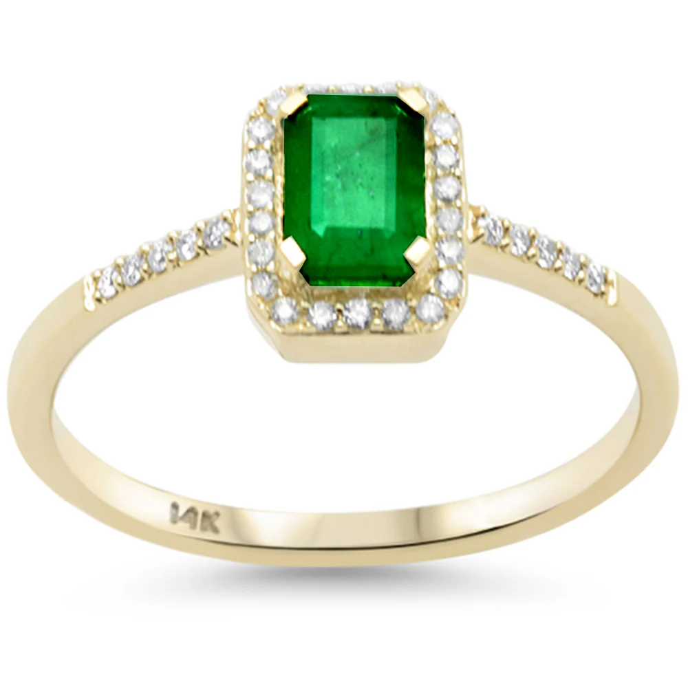 <span style="color:purple">SPECIAL!</span> .72ct G SI 14K Yellow Gold Diamond & Emerald Gemstone Ring Size 6.5