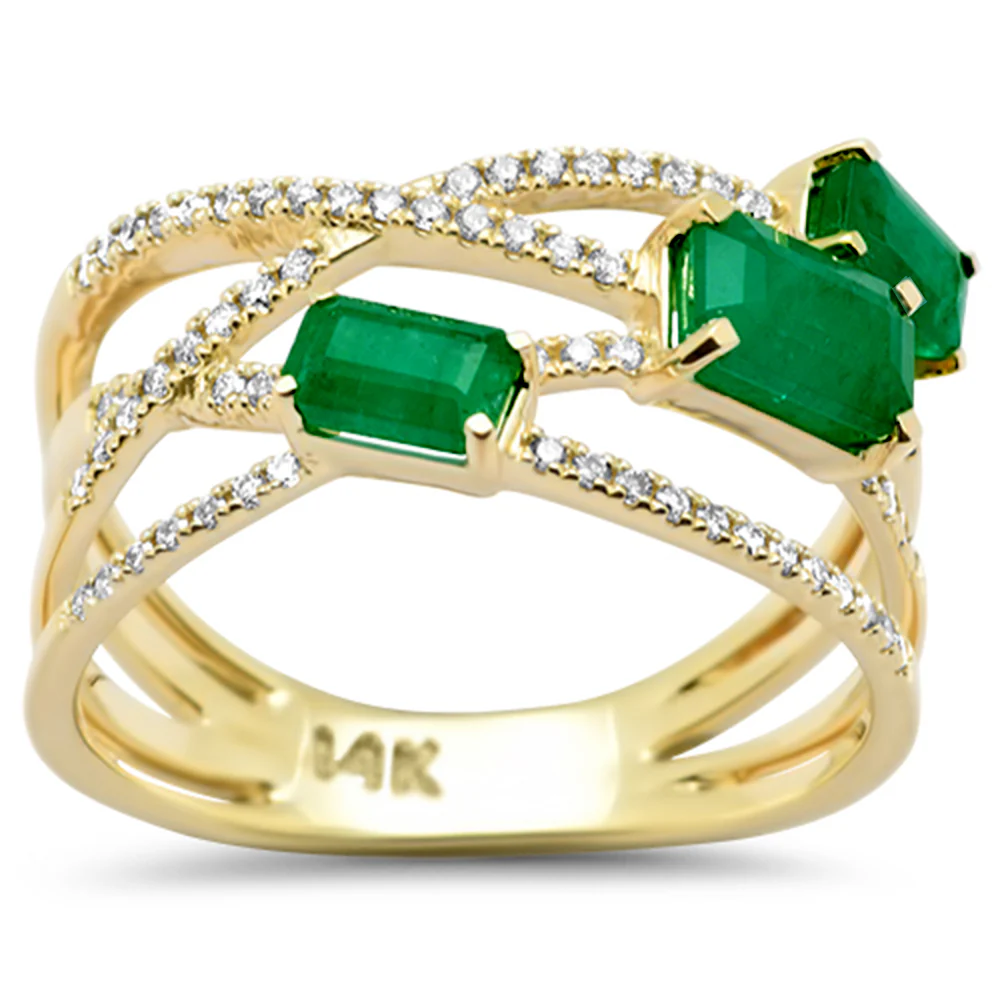 <span style="color:purple">SPECIAL!</span>1.53ct G SI 14K Yellow Gold Diamond & Emerald Gemstone Ring Size 6.5