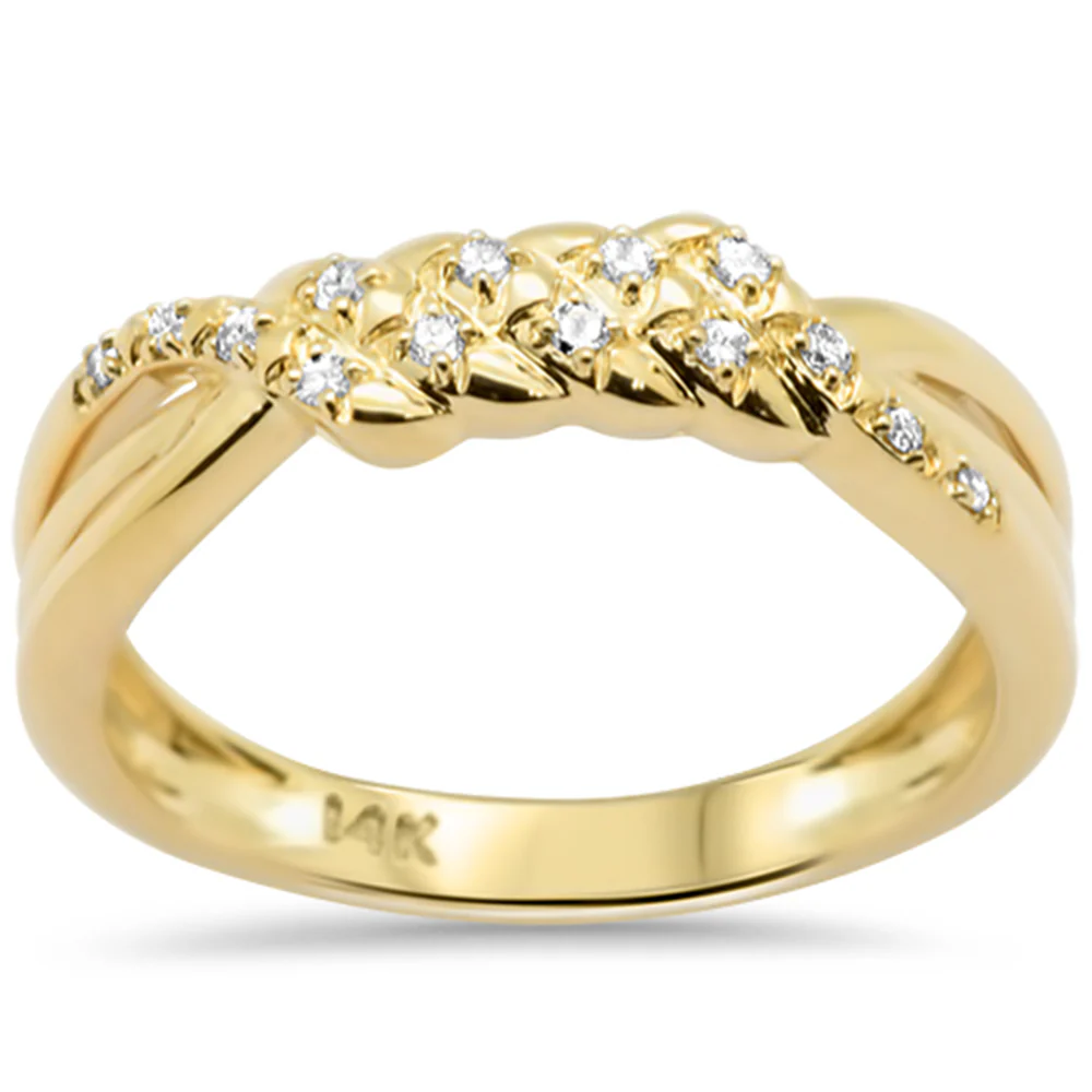 <span style="color:purple">SPECIAL!</span>.09ct G SI 14K Yellow Gold Diamond Twisted Band Ring Size 6.5