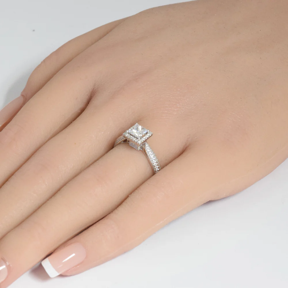 <span style="color:purple">SPECIAL!</span>.95ct G SI 14K White Gold Diamond Princess Cut Engagement Ring Size 6.5 - Image 2