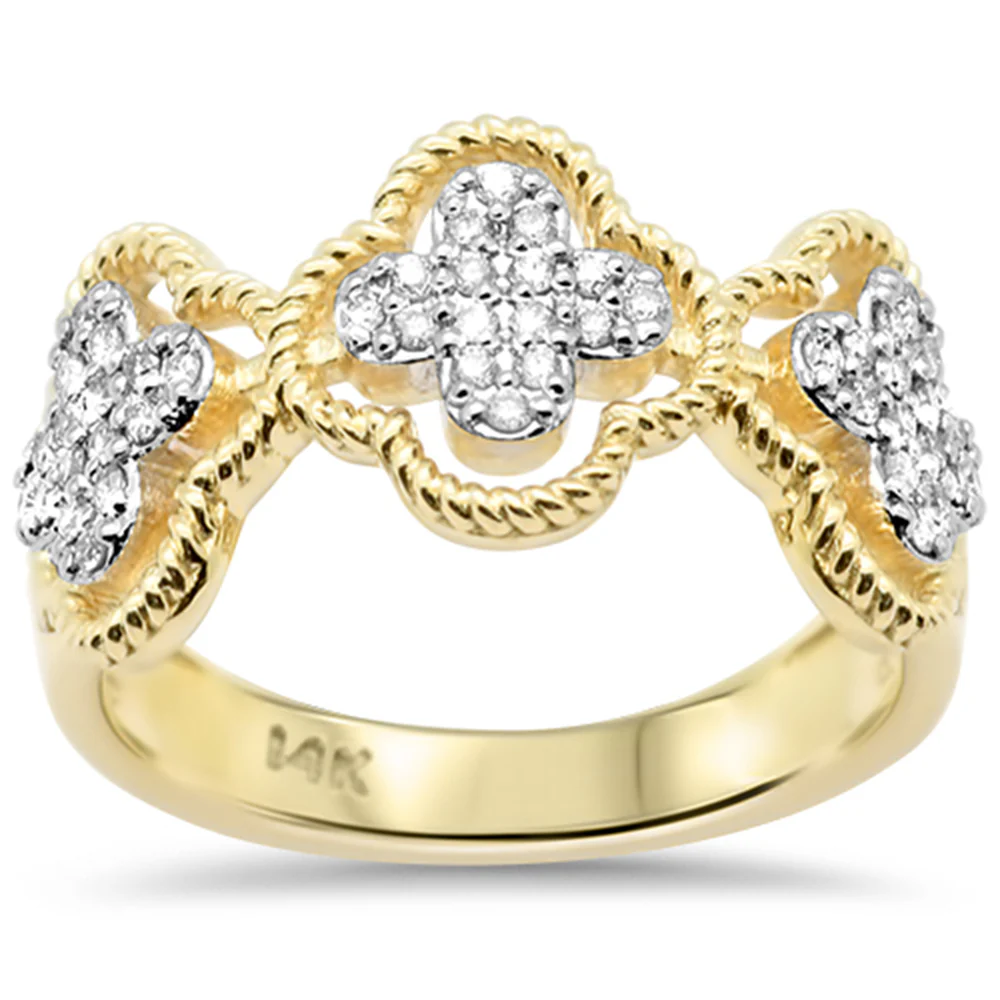 <span style="color:purple">SPECIAL!</span>.25ct G SI 14K Yellow Gold Diamond Clover Ring Size 6.5