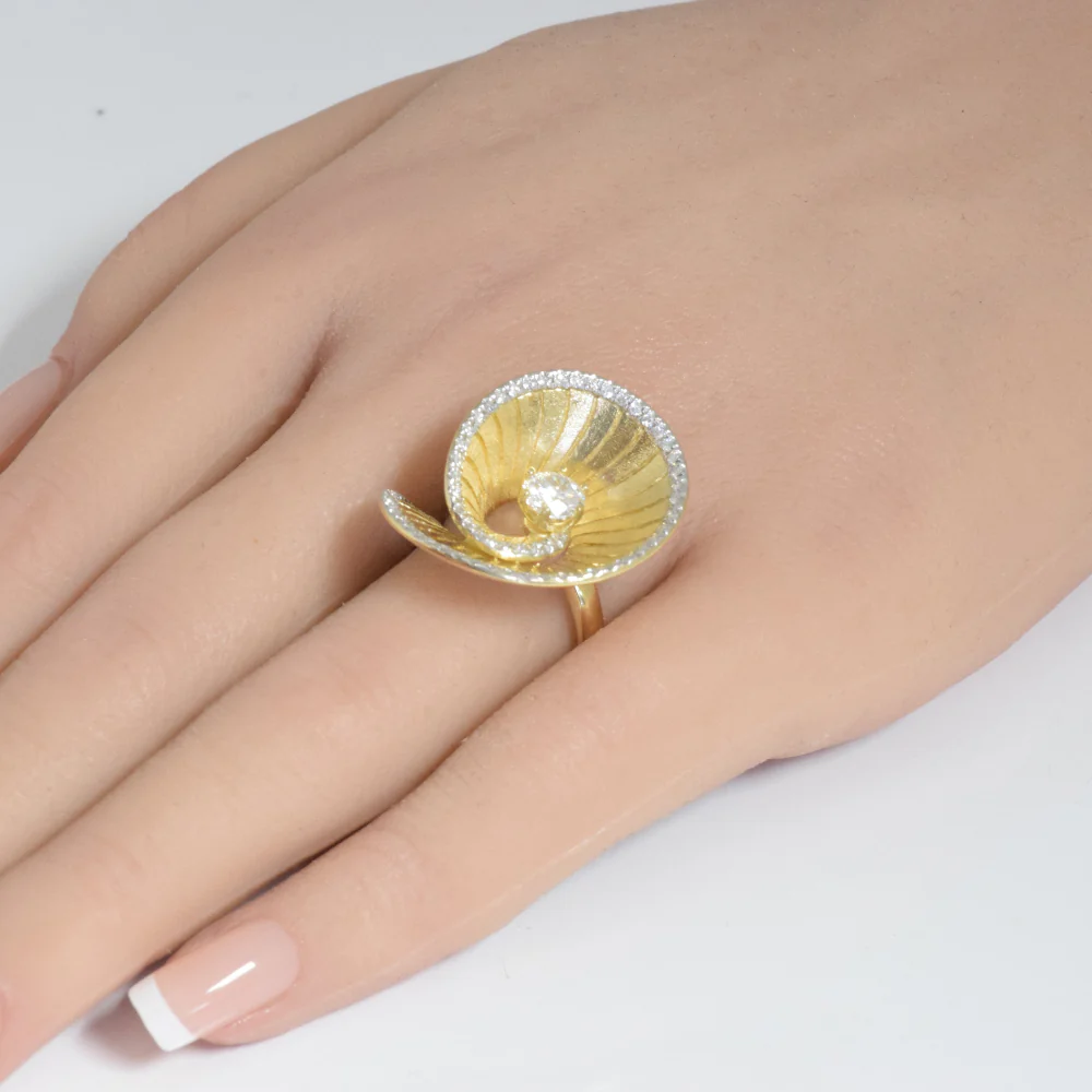 <span style="color:purple">SPECIAL!</span>1.08ct G SI 14K Yellow Gold Diamond Dome Sprial Modern Ring Size 6.5 - Image 2
