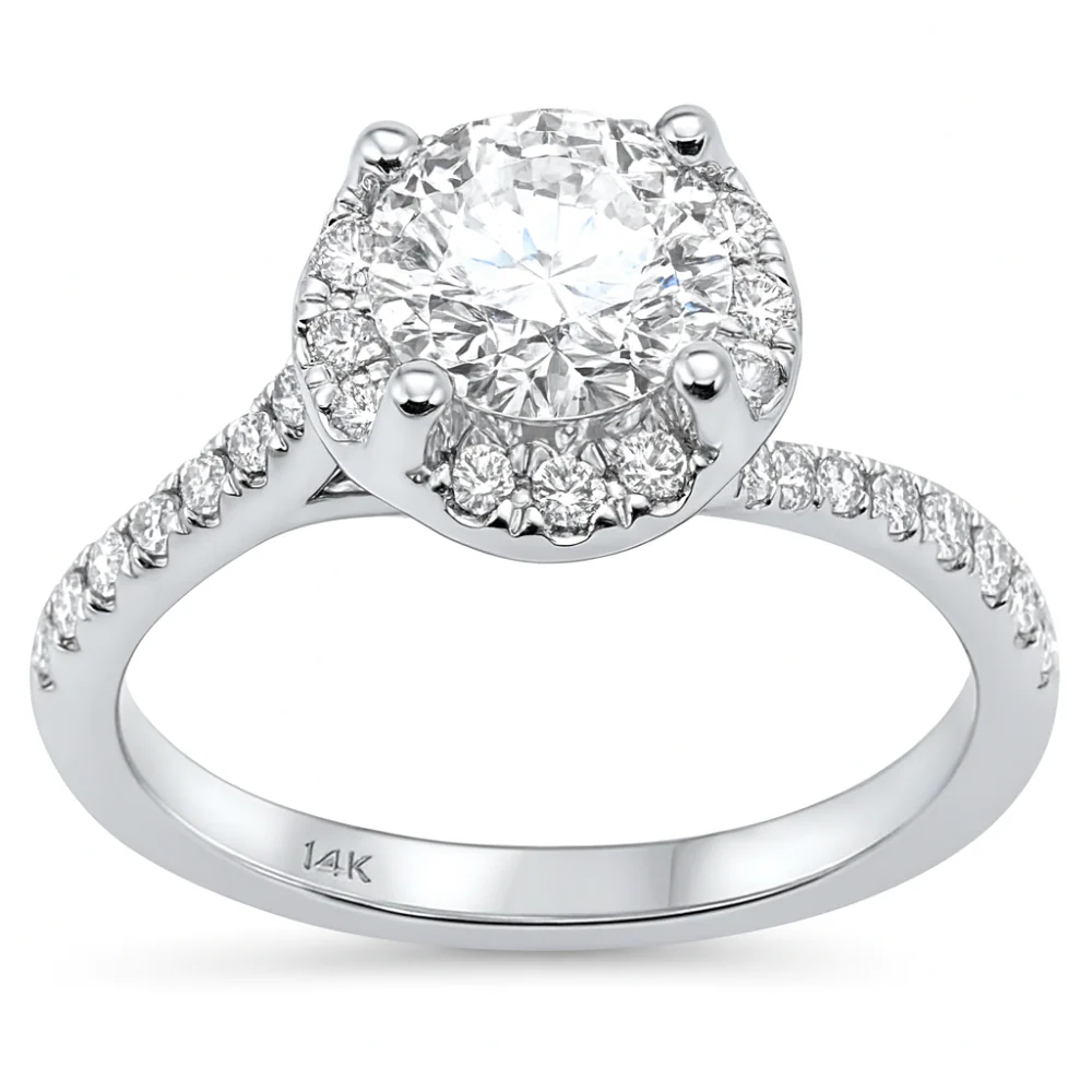 <span style="color:purple">SPECIAL!</span>1.61ct G SI 14K White Gold Diamond Round Shape Engagement Ring Size 6.5