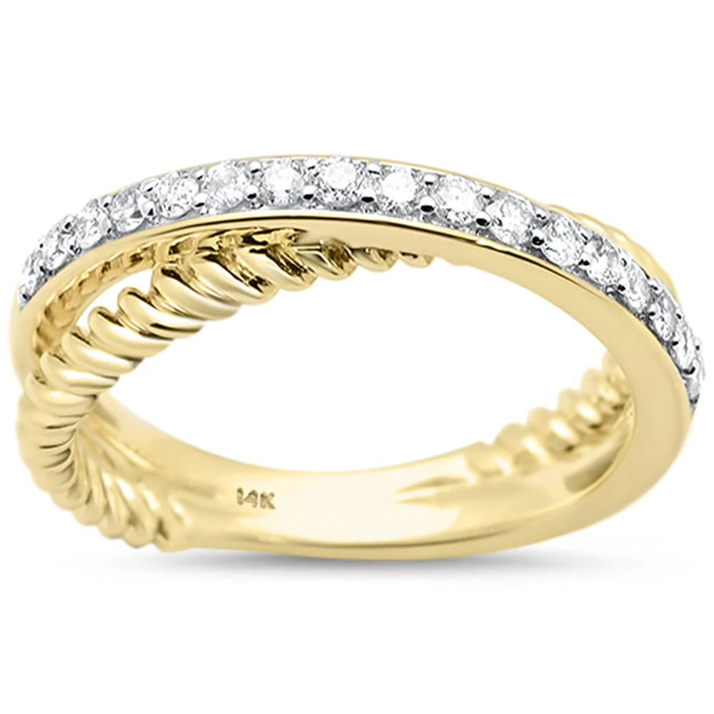 <span style="color:purple">SPECIAL!</span>.34ct G SI 14K Yellow Gold Diamond Wrap Around Ring Band Size 6.5