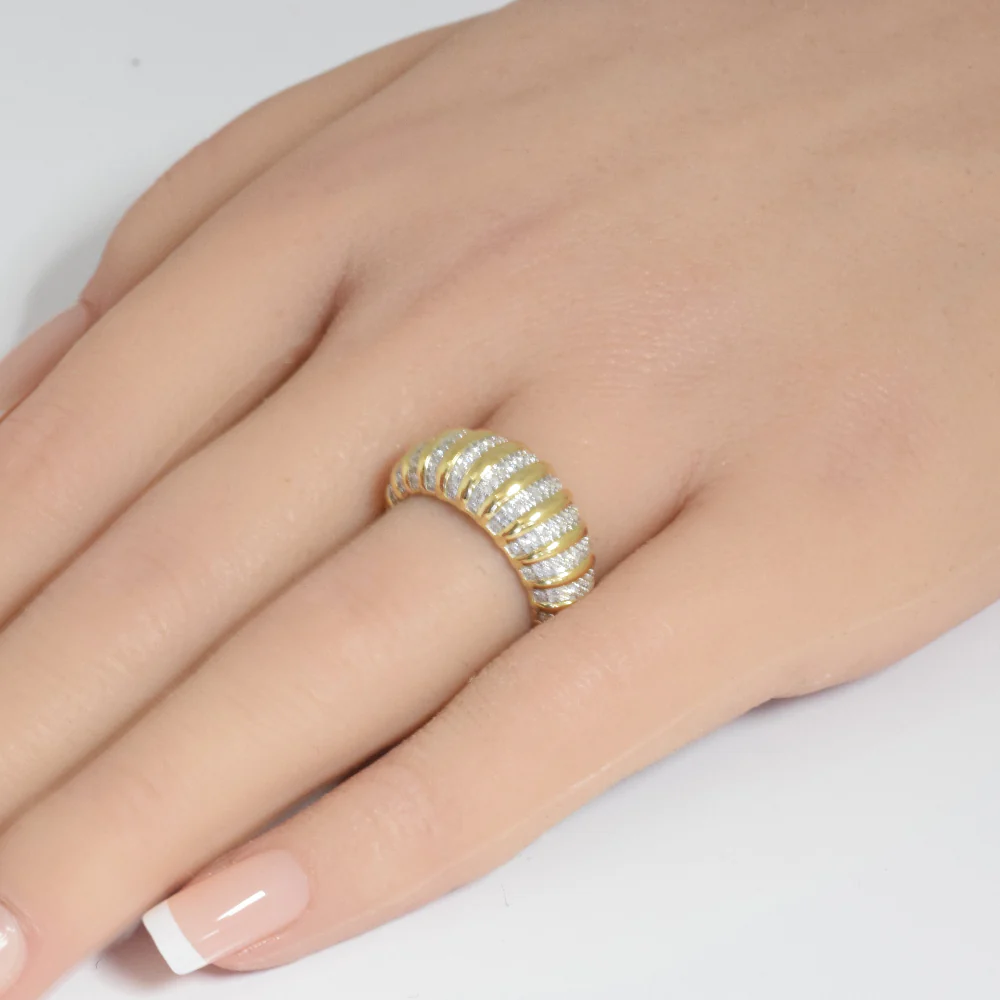 <span style="color:purple">SPECIAL!</span>.36ct G SI 14K Yellow Gold Diamond Dome Band Ring Size 6.5 - Image 2