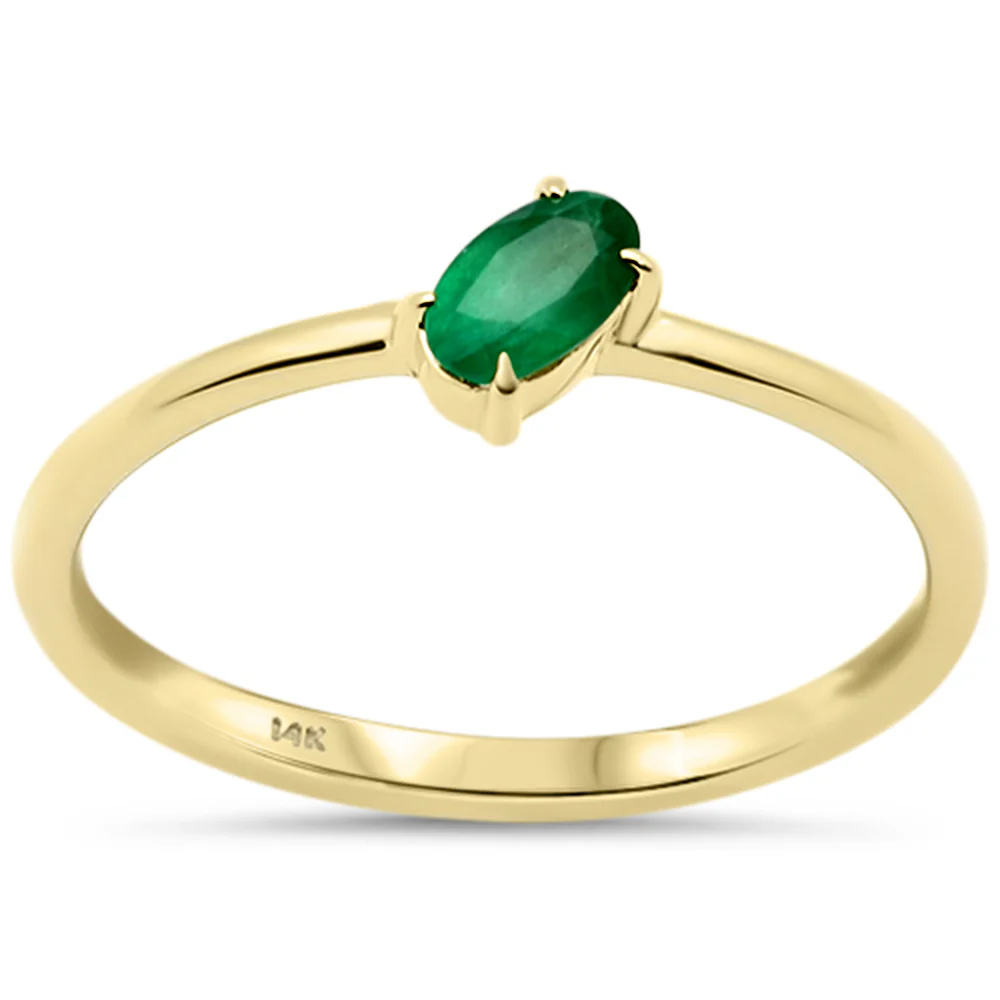 .19ct G SI 14K Yellow Gold Emerald Gemstone Solitaire Ring Size 6.5