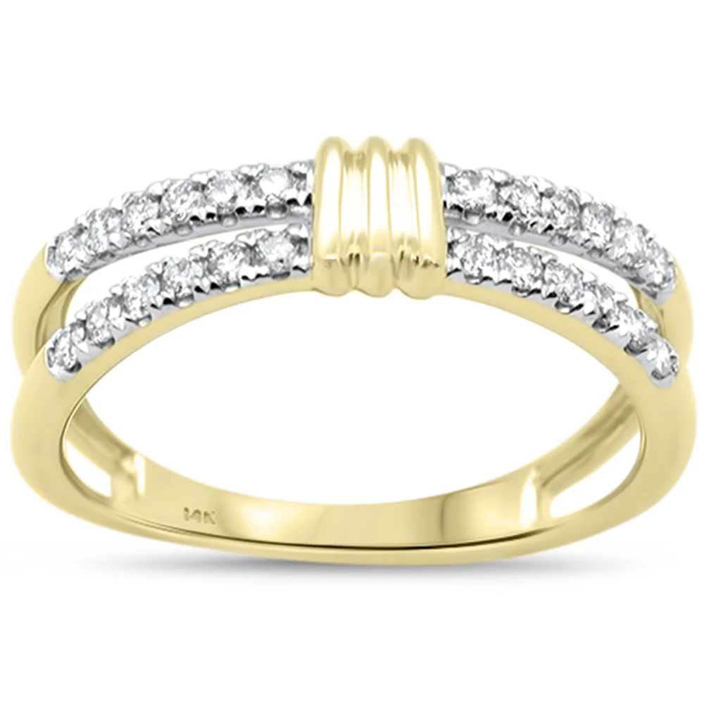 <span style="color:purple">SPECIAL!</span>.33ct G SI 14K Yellow Gold Double Band Style Diamond Ring Size 6.5