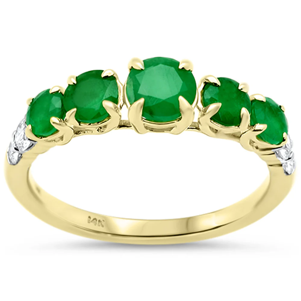 <span style="color:purple">SPECIAL!</span>1.52ct G SI 14K Yellow Gold Diamond & Emerald Gemstone Ring Size 6.5