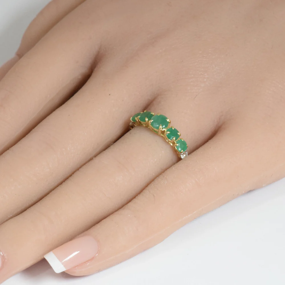 <span style="color:purple">SPECIAL!</span>1.52ct G SI 14K Yellow Gold Diamond & Emerald Gemstone Ring Size 6.5 - Image 2