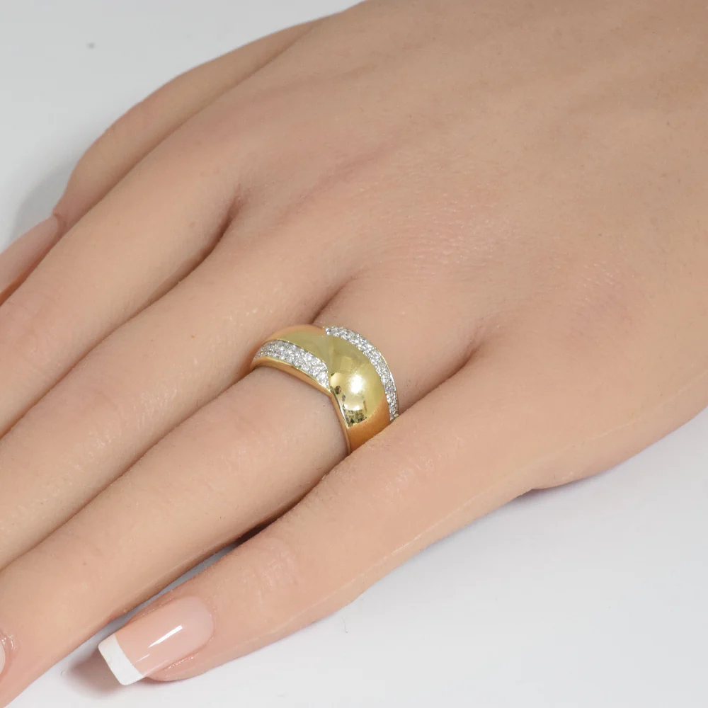 <span style="color:purple">SPECIAL!</span>.33ct G SI 14K Yellow Gold Diamond Dome Ring Size 6.5 - Image 2