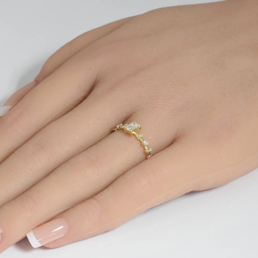 <span style="color:purple">SPECIAL!</span>.52ct G SI 14K Yellow Gold Emerald Cut Diamond Engagement Ring Size 6.5 - Image 2