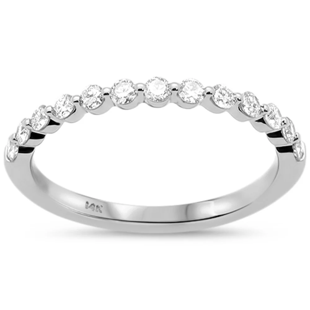 <span style="color:purple">SPECIAL!</span>.35ct G SI 14K White Gold Diamond Stackable Wedding Band Ring Size 6.5