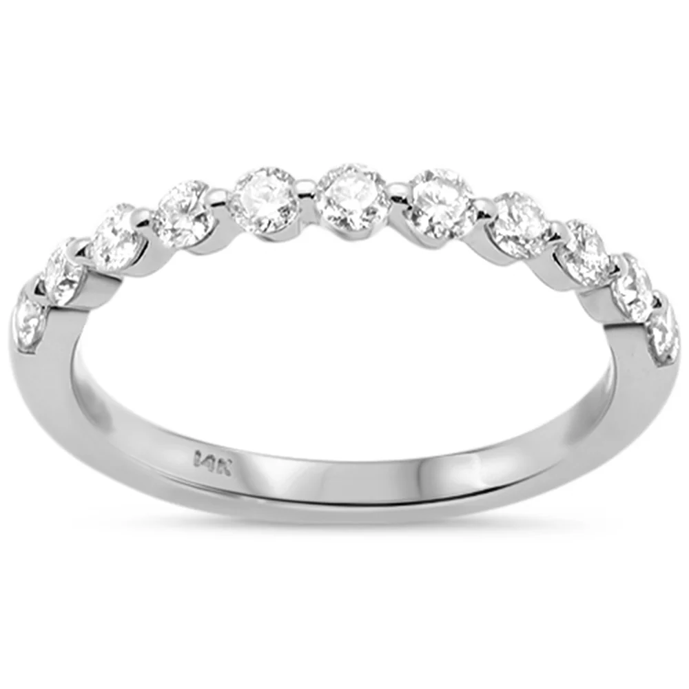 <span style="color:purple">SPECIAL!</span>.52ct G SI 14K White Gold Diamond Stackable Wedding Band Ring Size 6.5