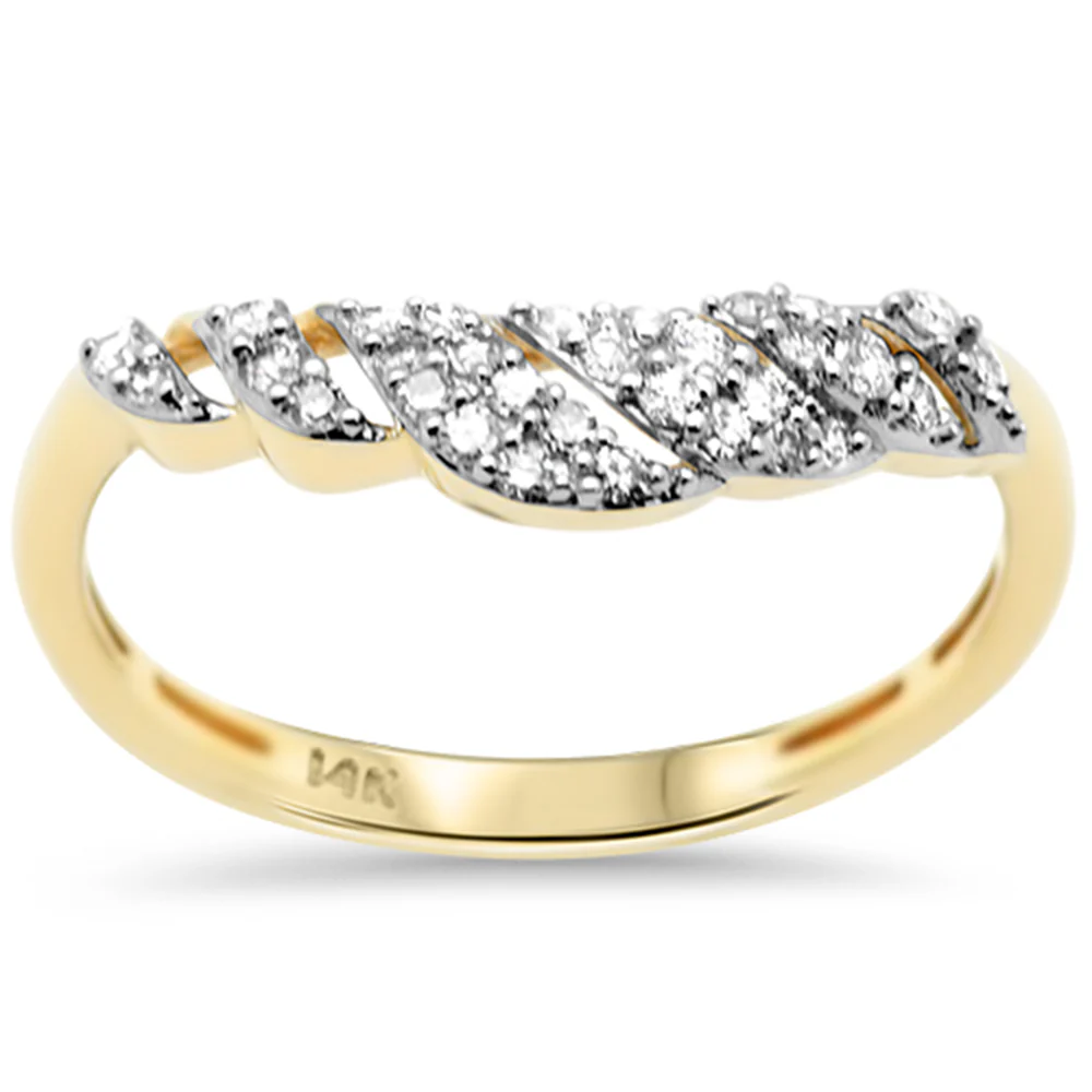 <span style="color:purple">SPECIAL!</span>.20ct G SI 14K Yellow Gold Round Diamond Trendy Style Ring Band Size 6.5