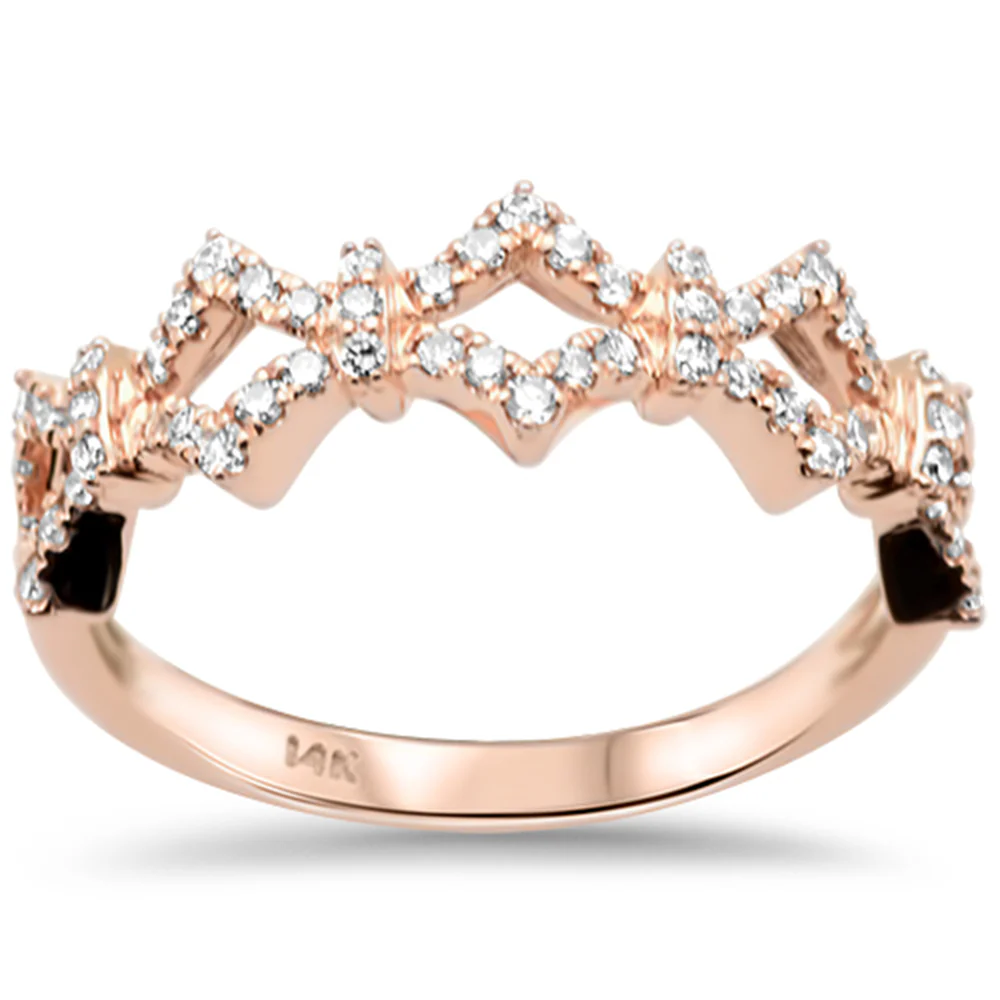 <span style="color:purple">SPECIAL!</span>.33ct G SI 14K Rose Gold Round Diamond Trendy Style Ring Band Size 6.5