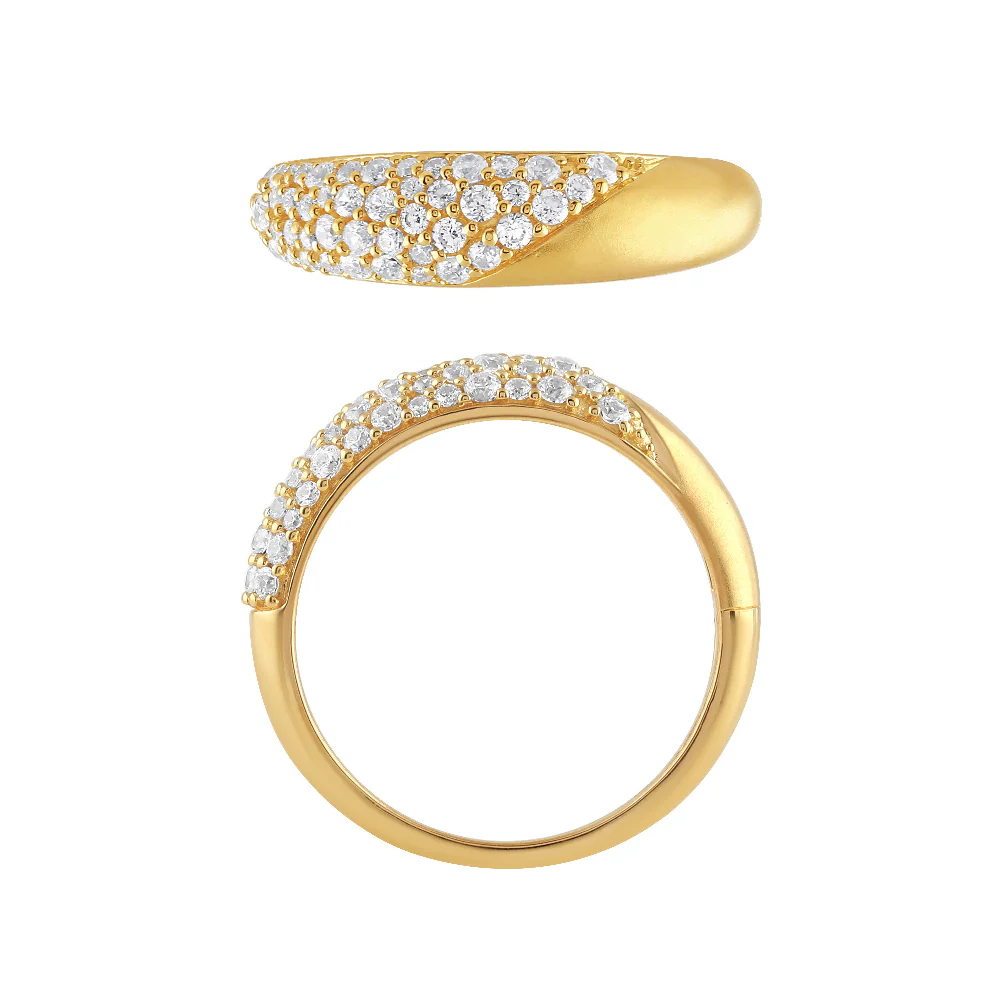 <span style="color:purple">SPECIAL!</span>.49ct G SI 14K Yellow Gold Round Diamond Brushed Finish Dome Band Ring Size 6.5 - Image 2