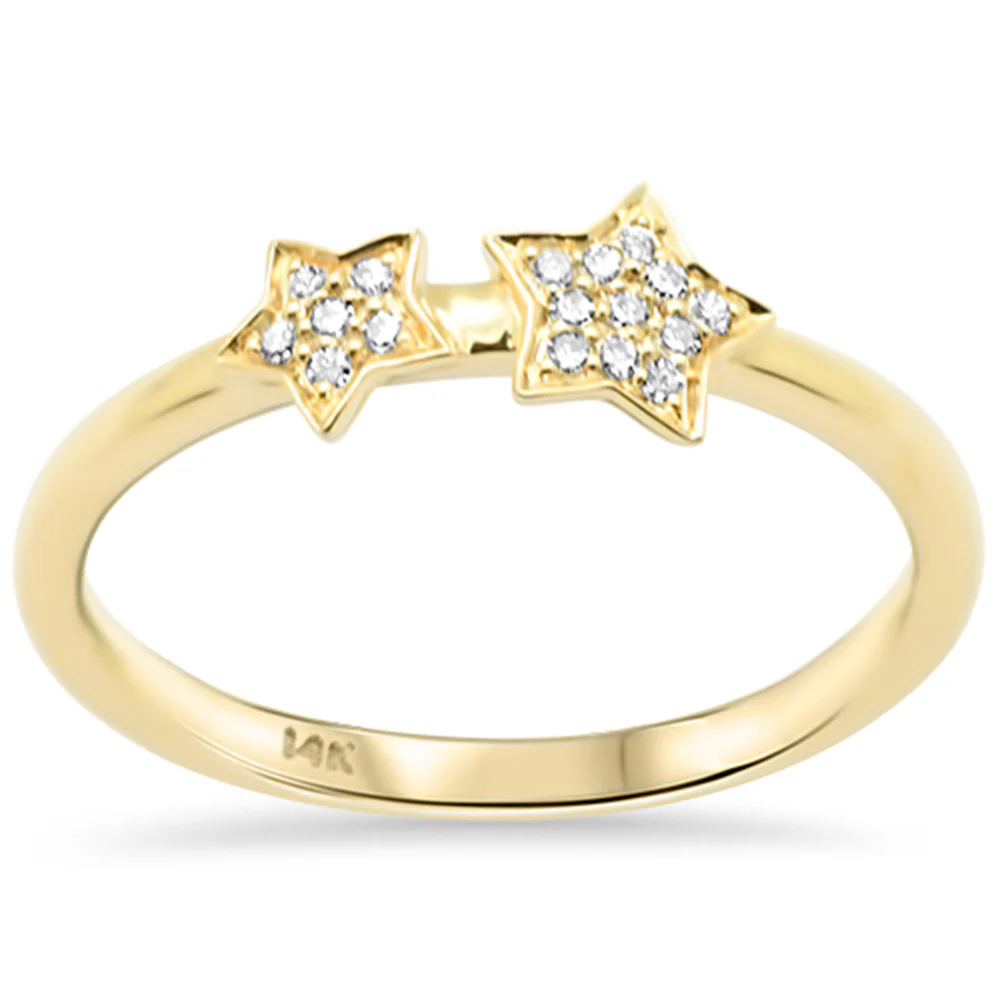 <span style="color:purple">SPECIAL!</span> .07ct G SI 14K Yellow Gold Round Diamond 2-Star Ring Size 6.5