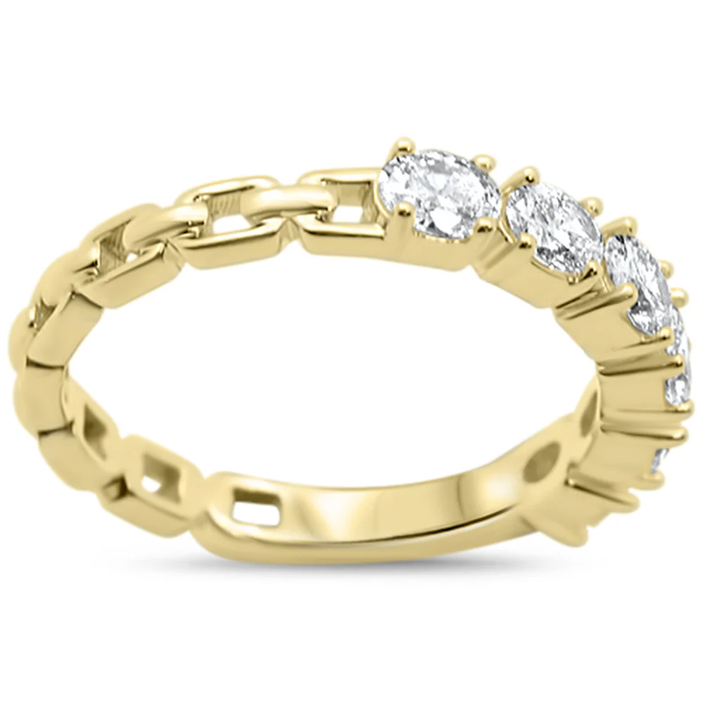 <span style="color:purple">SPECIAL!</span>.92ct G SI 14KT Yellow Gold Reversible Oval Diamond Band Ring Size 6.5